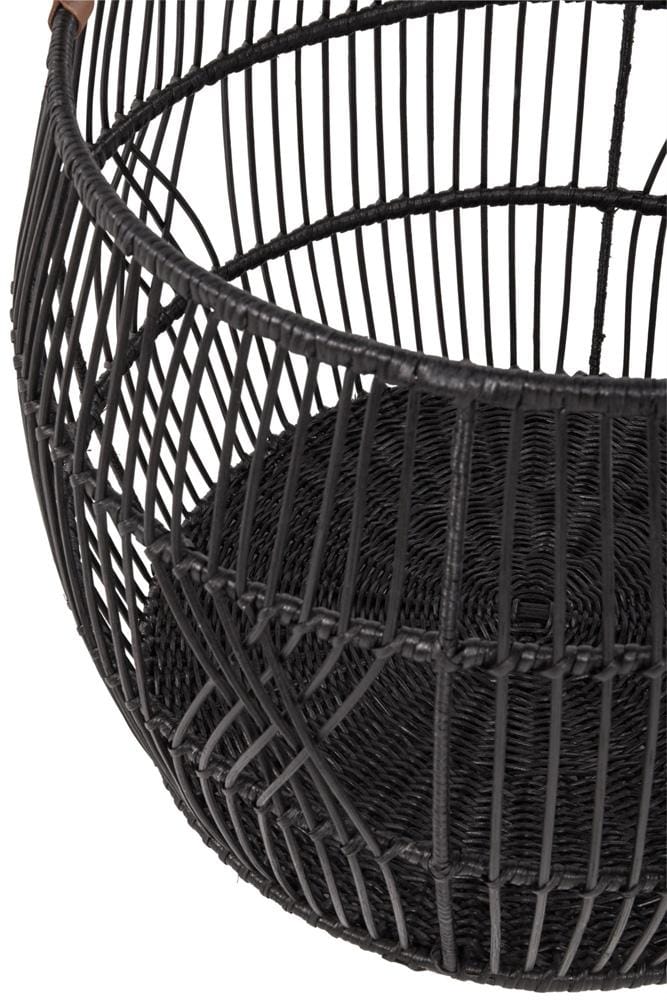 Villa by Classic Home - Sumatra Rattan Floor Storage Basket In Black - 21W - Black - 300107B veiw 4