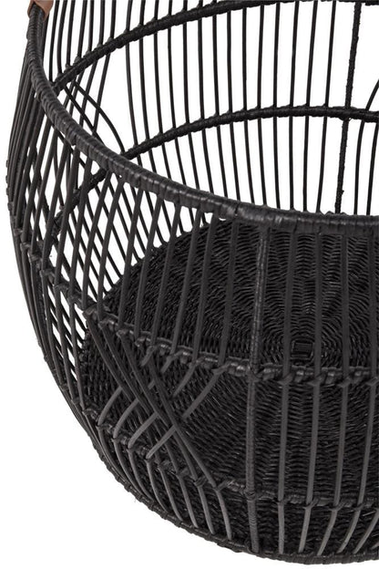 Villa by Classic Home - Sumatra Rattan Floor Storage Basket In Black - 21W - Black - 300107B veiw 4