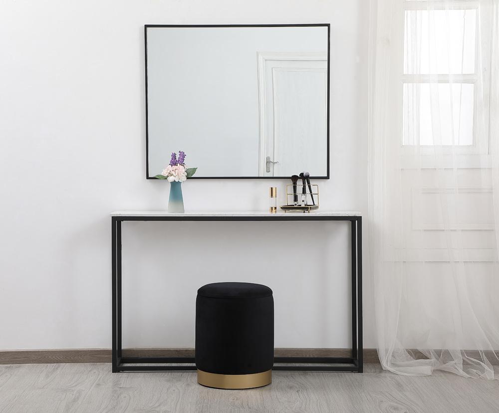 Elegant Furniture & Lighting - Ozman round 14 inch ottoman in black - OT1015BK veiw 2