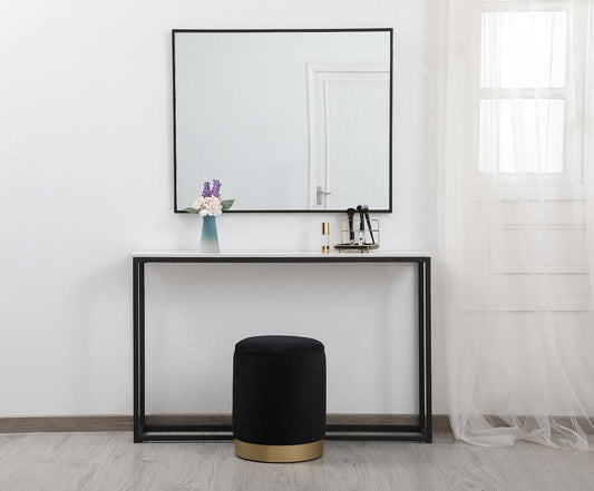 Elegant Furniture & Lighting - Ozman round 14 inch ottoman in black - OT1015BK veiw 2