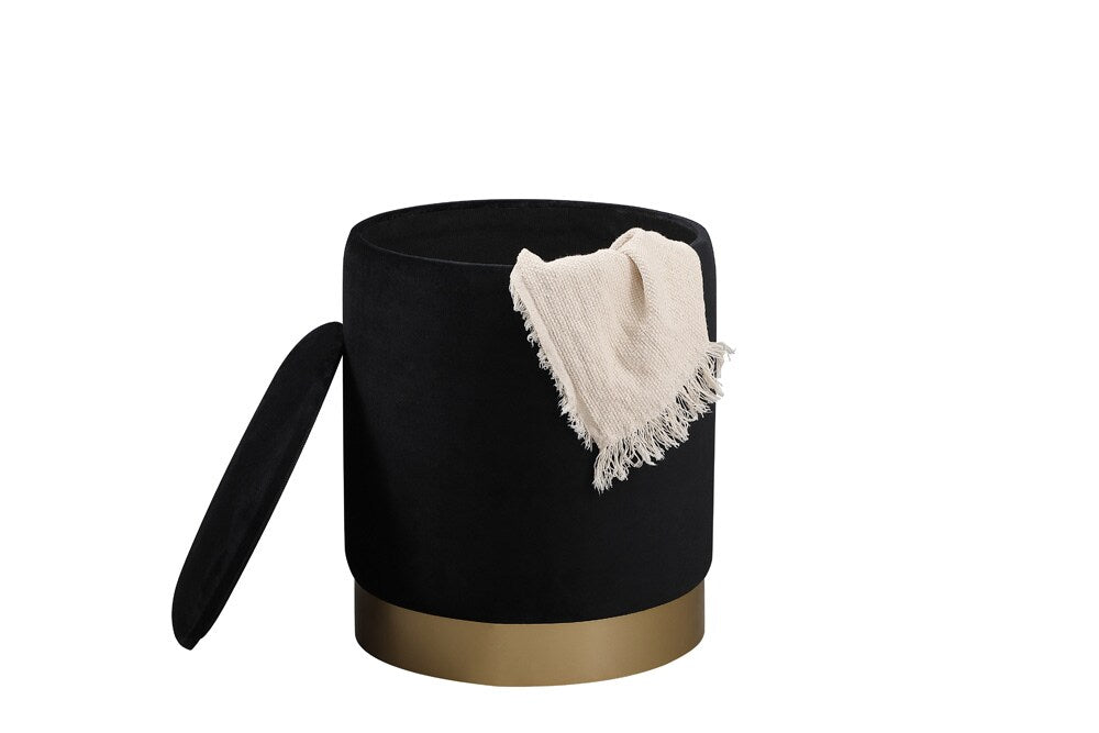 Elegant Furniture & Lighting - Ozman round 14 inch ottoman in black - OT1015BK veiw 3