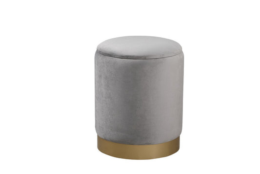 Elegant Furniture & Lighting - Ozman round 14 inch ottoman in gray - OT1015GY veiw 1