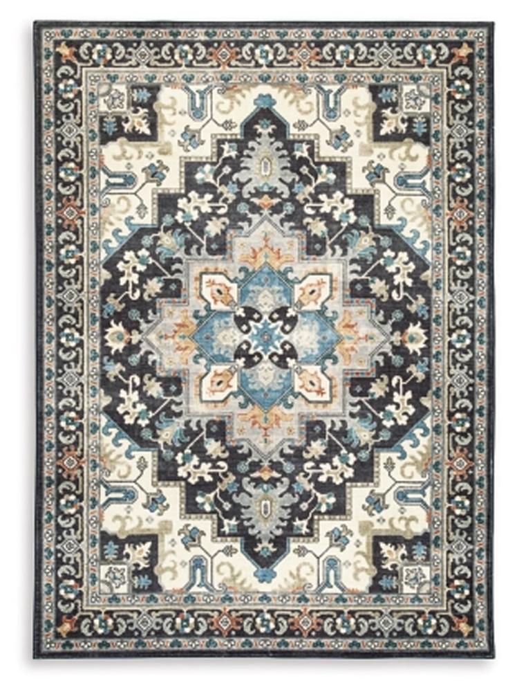 Signature Design by Ashley - Leningston Washable Large Rug in Black/Cream/Blue - R407061 veiw 1