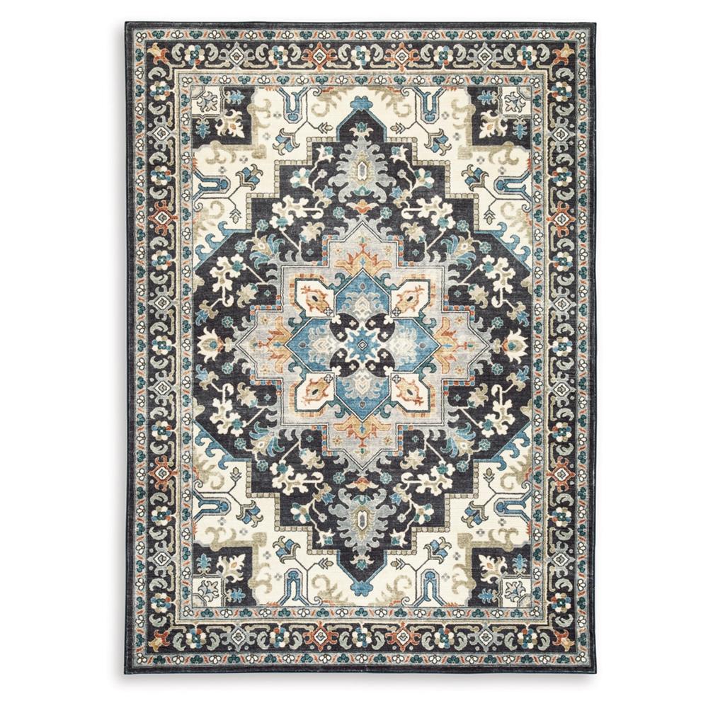 Signature Design by Ashley - Leningston Washable Medium Rug in Black/Cream/Blue - R407062 veiw 1
