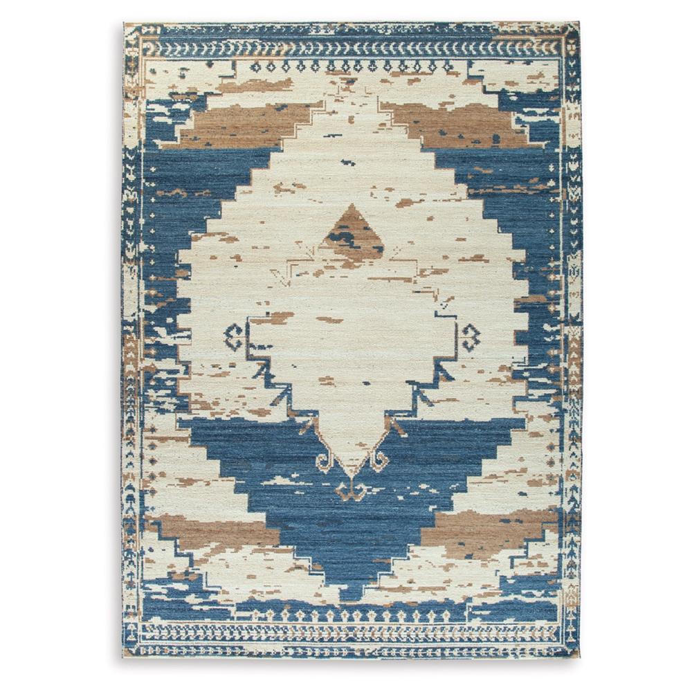Signature Design by Ashley - Varnler Extra Large Rug in Blue/Brown/Tan - R407130 veiw 1