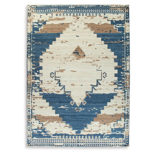 Signature Design by Ashley - Varnler Extra Large Rug in Blue/Brown/Tan - R407130 veiw 1