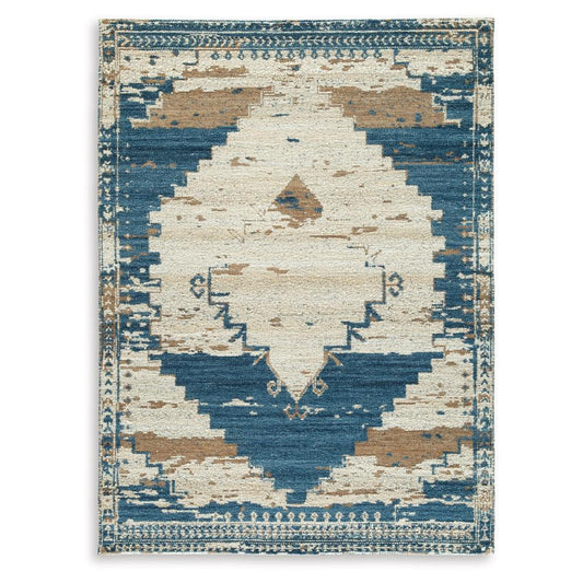 Signature Design by Ashley - Varnler Large Rug in Blue/Brown/Tan - R407131 veiw 1