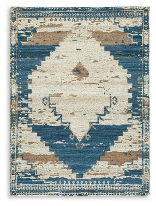 Signature Design by Ashley - Varnler Medium Rug in Blue/Brown/Tan - R407132 veiw 1