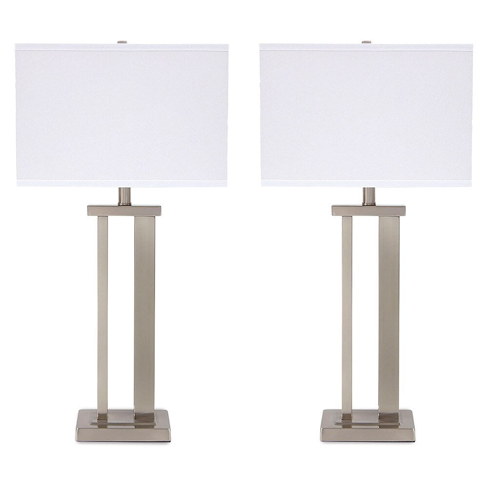 Signature Design by Ashley - Aniela Metal Table Lamp (Set of 2) in Silver Finish - L204054 veiw 1
