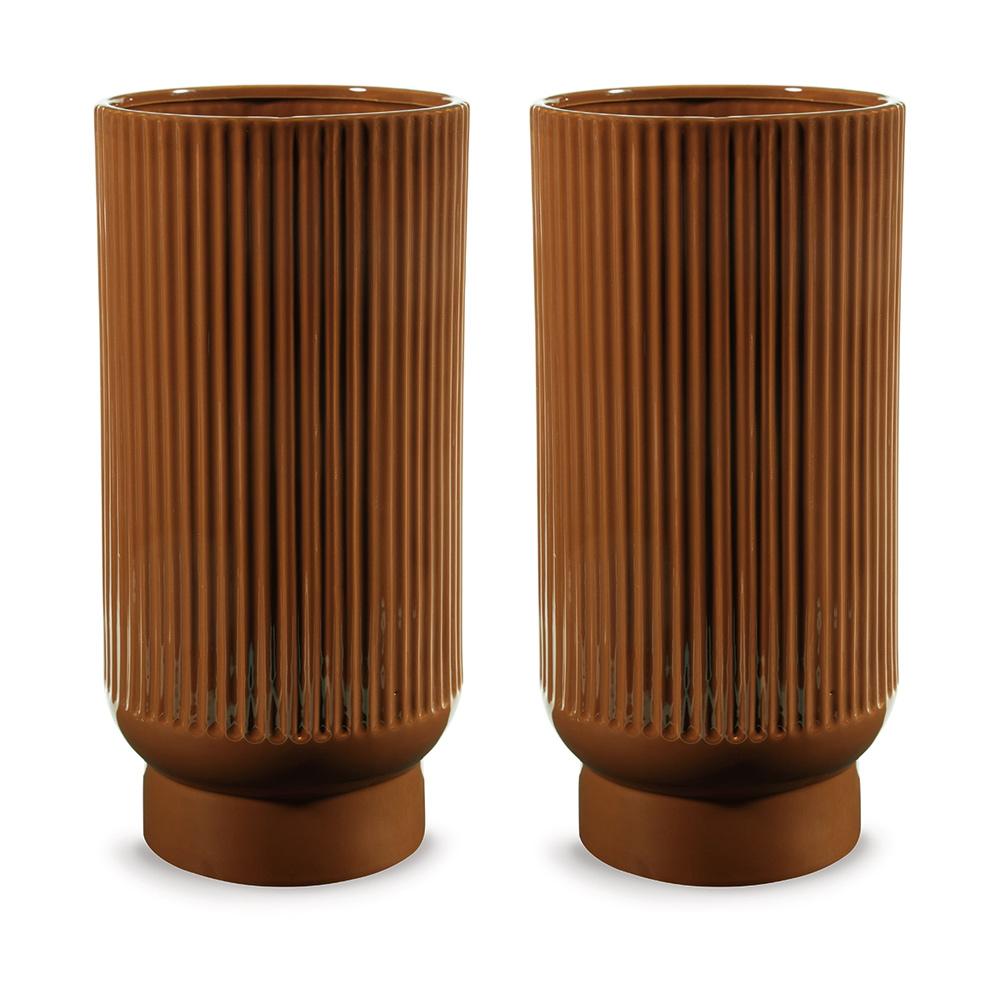 Signature Design by Ashley - Avalyah Vase (Set of 2) in Burnt Umber - A2900023 veiw 1