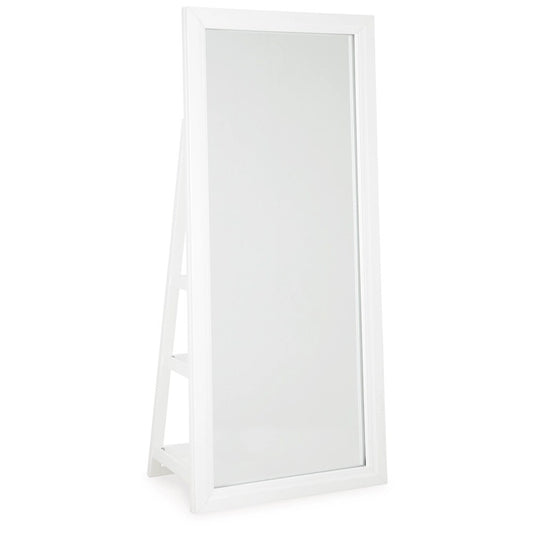 Signature Design by Ashley - Evesen Floor Standing Mirror/Storage in White - A8010383 veiw 1