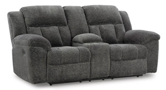 Signature Design by Ashley - Frohn Reclining Loveseat With Console in Graphite - 3740694 veiw 1