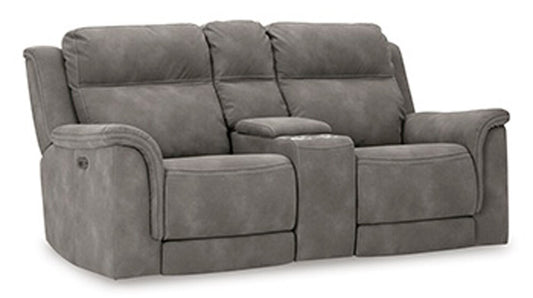 Signature Design by Ashley - Next-Gen DuraPella Pwr Rec Loveseat/Con/Adj Hdrst in Slate - 5930118 veiw 1