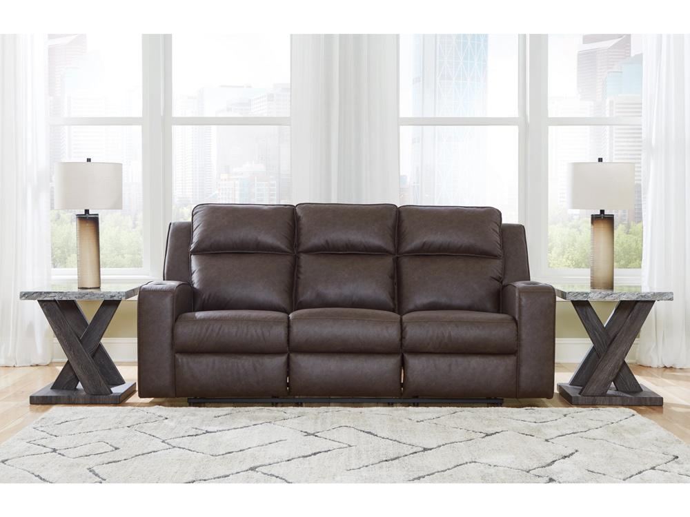 Signature Design by Ashley - Lavenhorne Reclining Sofa With Drop Down Table in Granite - 6330689 veiw 3