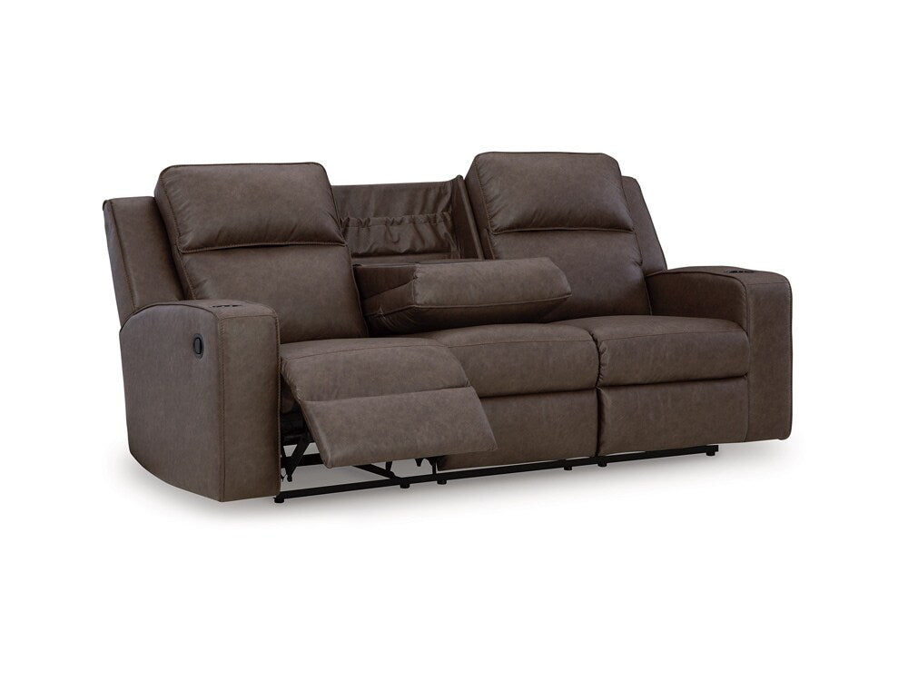 Signature Design by Ashley - Lavenhorne Reclining Sofa With Drop Down Table in Granite - 6330689 veiw 4