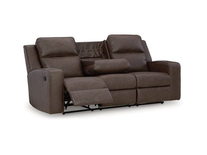 Signature Design by Ashley - Lavenhorne Reclining Sofa With Drop Down Table in Granite - 6330689 veiw 4