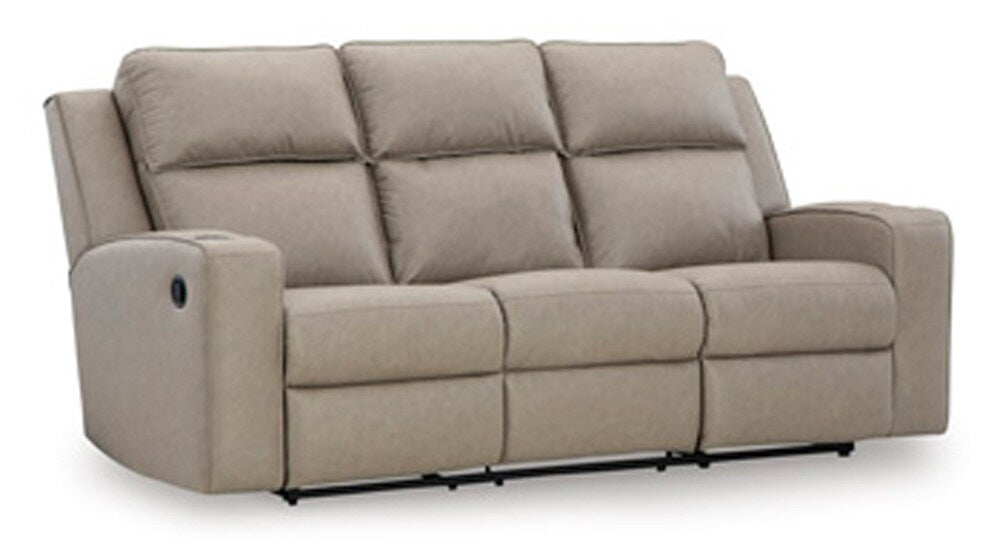 Signature Design by Ashley - Lavenhorne Reclining Sofa With Drop Down Table in Pebble - 6330789 veiw 1