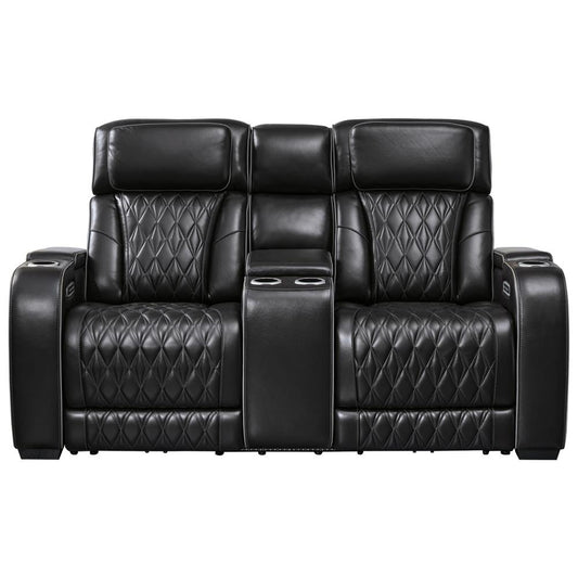 Signature Design by Ashley - Boyington Pwr Rec Loveseat/Con/Adj Hdrst in Black/Gray - U2710618 veiw 1