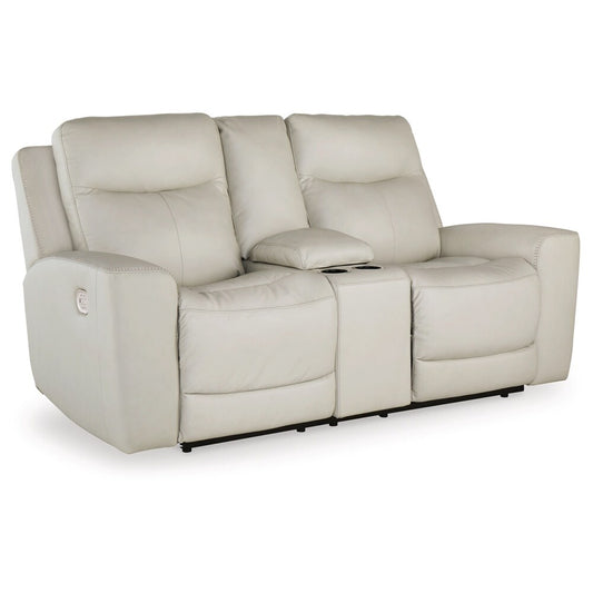 Signature Design by Ashley - Mindanao Pwr Reclining Loveseat W/Adj Headrest & Console in Coconut - U5950518 veiw 1