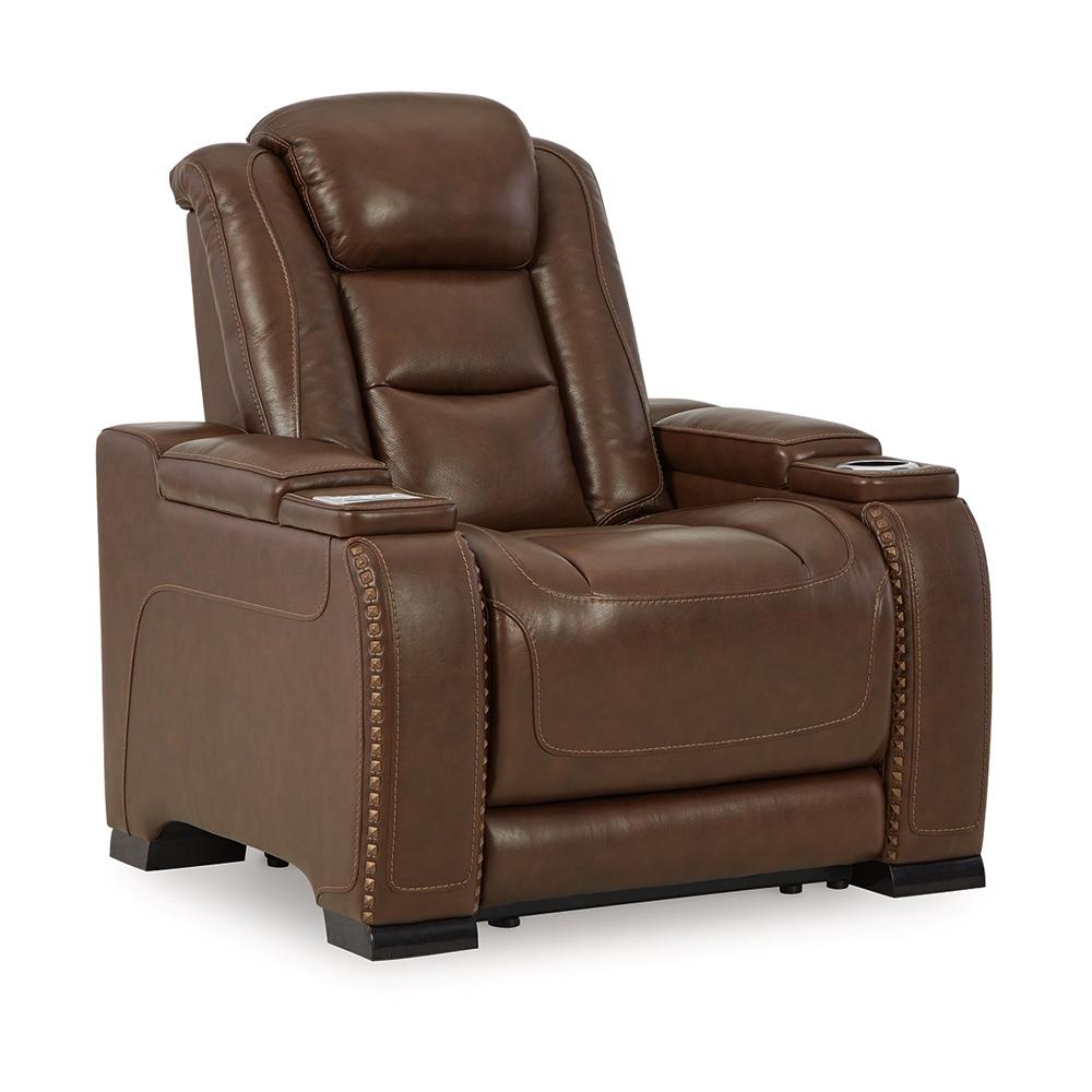 Signature Design by Ashley - The Man-Den Pwr Recliner/Adj Headrest in Mahogany - U8530613 veiw 1