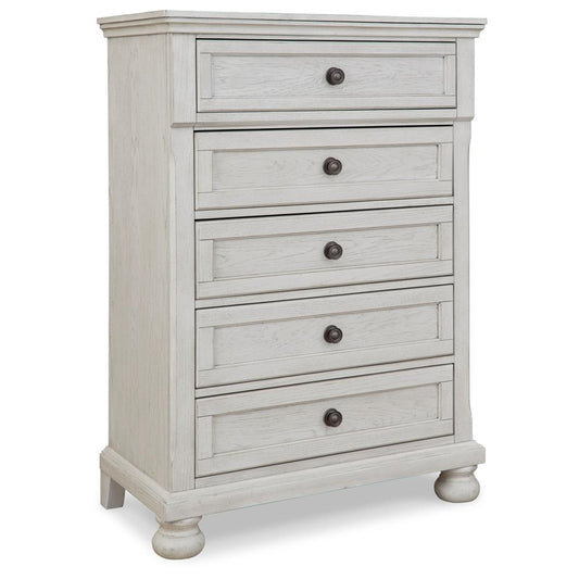 Signature Design by Ashley - Robbinsdale Five Drawer Chest in Antique White - B742-45 veiw 1