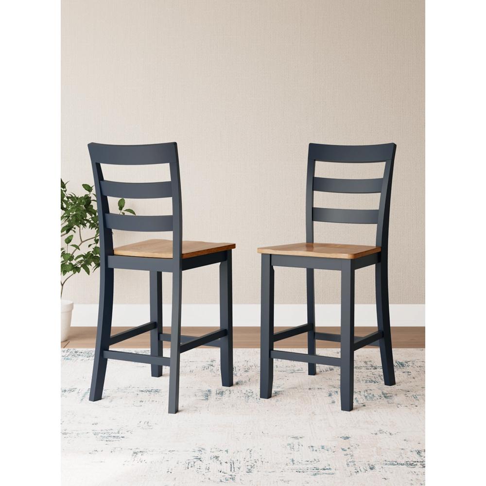 Signature Design by Ashley - Gesthaven Barstool (Set Of 2) in Natural/Blue - D399-124 veiw 1