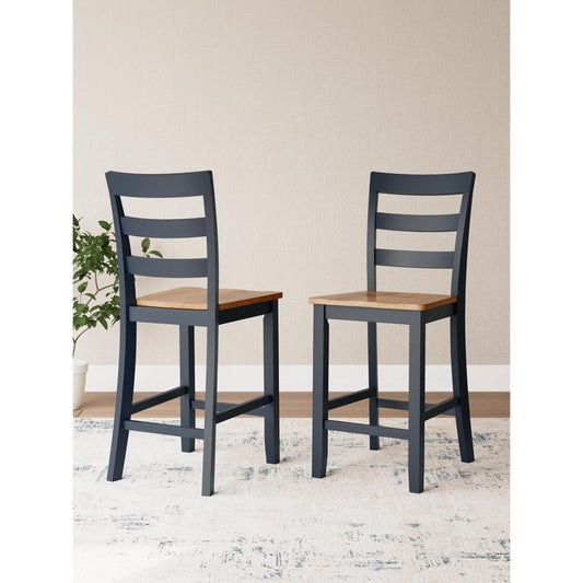 Signature Design by Ashley - Gesthaven Barstool (Set Of 2) in Natural/Blue - D399-124 veiw 1