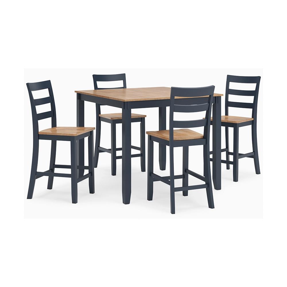 Signature Design by Ashley - Gesthaven Drm Counter Table (Set of 5) in Natural/Blue - D399-223 veiw 1