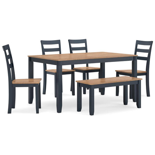 Signature Design by Ashley - Gesthaven Dining Room Table (Set of 6) in Natural/Blue - D399-325 veiw 1