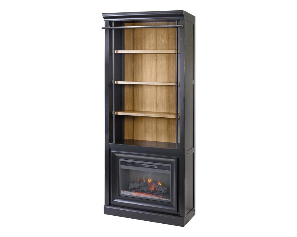 Martin Furniture - Toulouse Three 8 Tall Bookcase Wall With Fireplace and Ladder In Black - IMTE4094FPKIT3 veiw 3