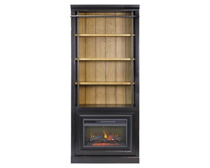 Martin Furniture - Toulouse Three 8 Tall Bookcase Wall With Fireplace and Ladder In Black - IMTE4094FPKIT3 veiw 4