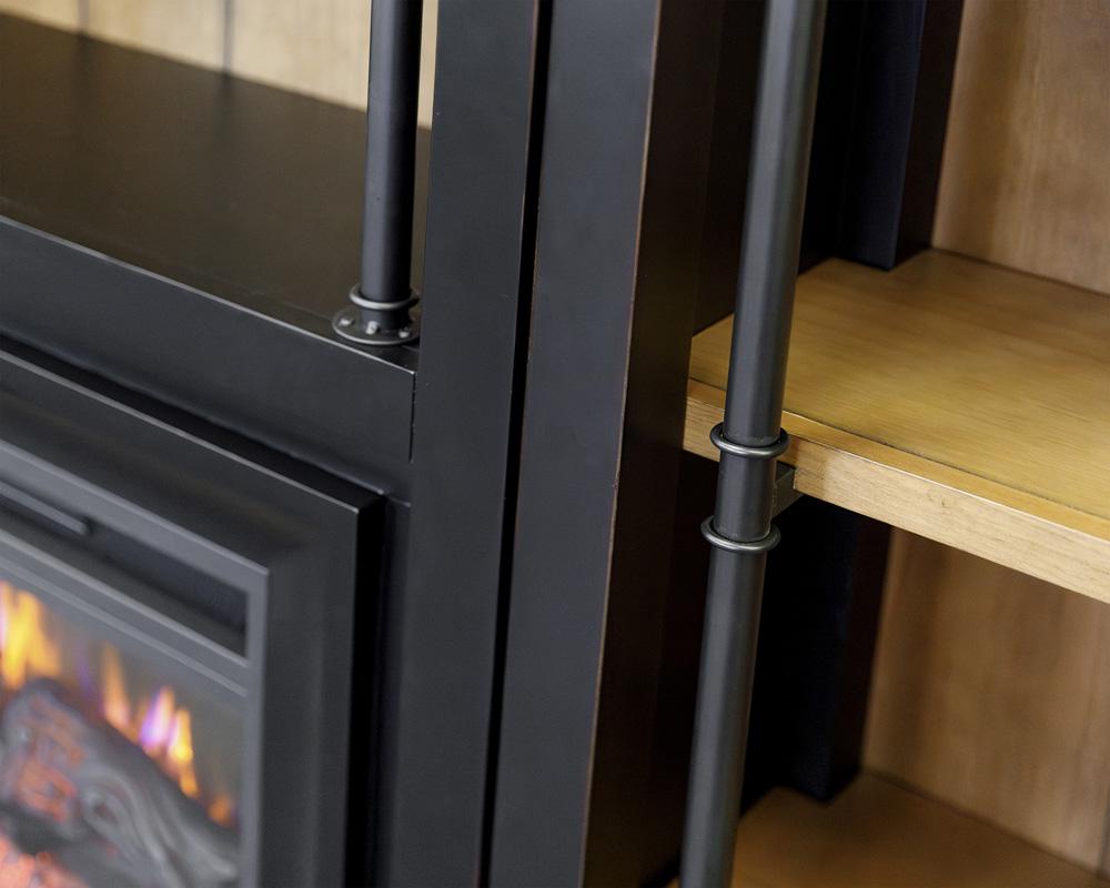 Martin Furniture - Toulouse Three 8 Tall Bookcase Wall With Fireplace and Ladder In Black - IMTE4094FPKIT3 veiw 10