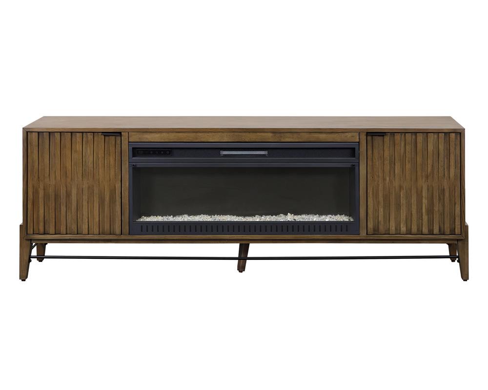 Martin Furniture - Delray 81 in Mid-century Modern Fireplace Console In Brown - IMDY380FP veiw 2