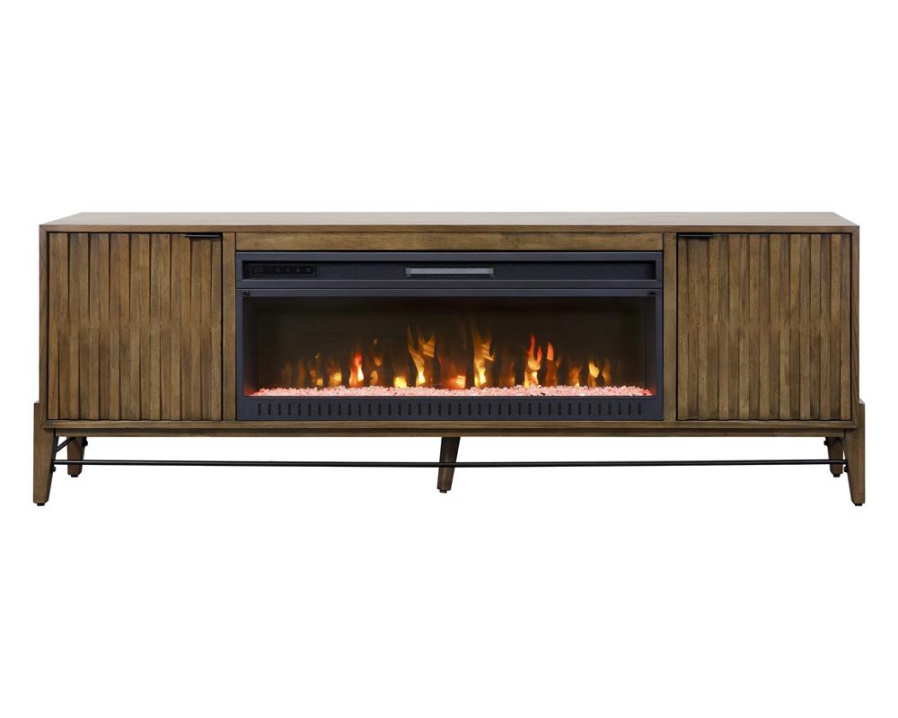 Martin Furniture - Delray 81 in Mid-century Modern Fireplace Console In Brown - IMDY380FP veiw 3