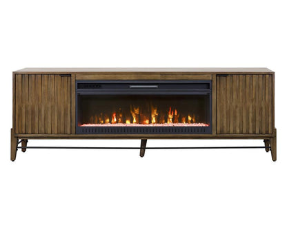 Martin Furniture - Delray 81 in Mid-century Modern Fireplace Console In Brown - IMDY380FP veiw 3