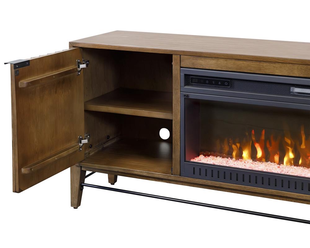 Martin Furniture - Delray 81 in Mid-century Modern Fireplace Console In Brown - IMDY380FP veiw 5