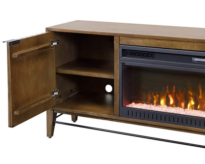 Martin Furniture - Delray 81 in Mid-century Modern Fireplace Console In Brown - IMDY380FP veiw 5