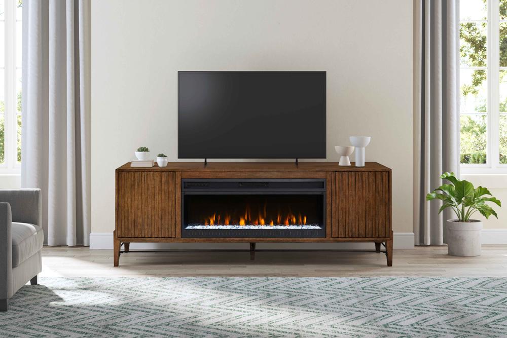 Martin Furniture - Delray 81 in Mid-century Modern Fireplace Console In Brown - IMDY380FP veiw 10