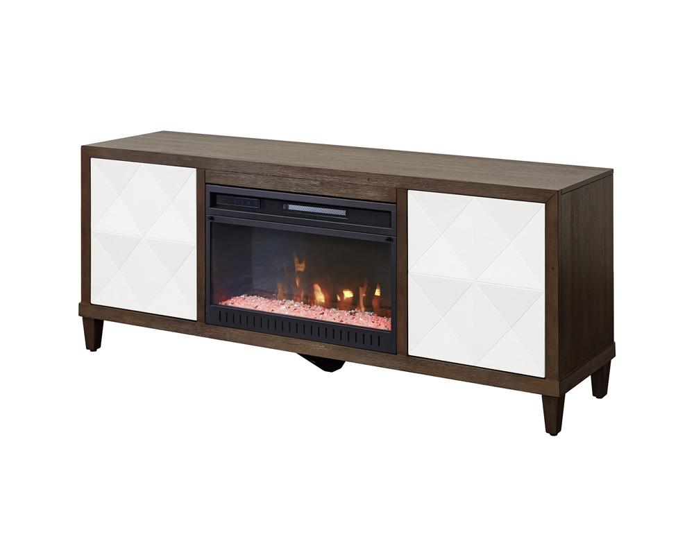 Martin Furniture - Stellar Modern Wood 65in Fireplace Console with with doors In Brown - IMSL360FP veiw 1