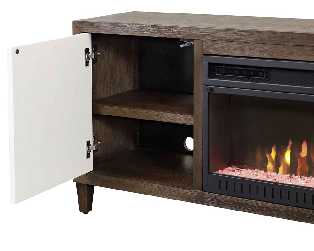 Martin Furniture - Stellar Modern Wood 81in Fireplace Console with with doors In Brown - IMSL380FP veiw 5