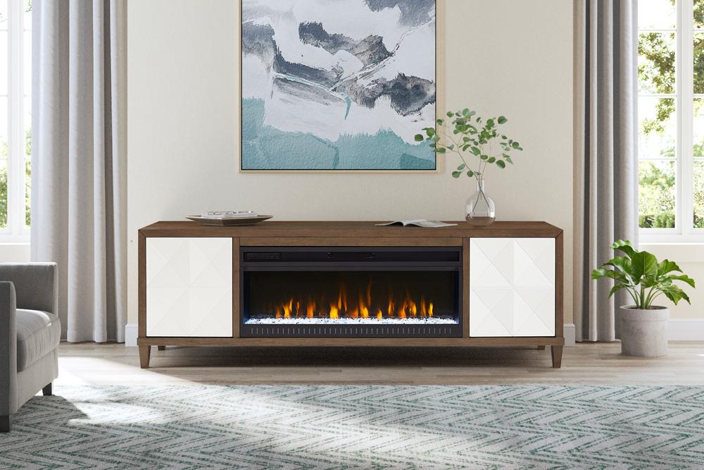 Martin Furniture - Stellar Modern Wood 81in Fireplace Console with with doors In Brown - IMSL380FP veiw 11