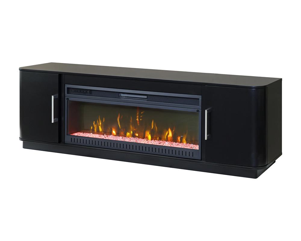 Martin Furniture - Uptown Modern 76in Fireplace Console In Black - IMUP370FPB veiw 1