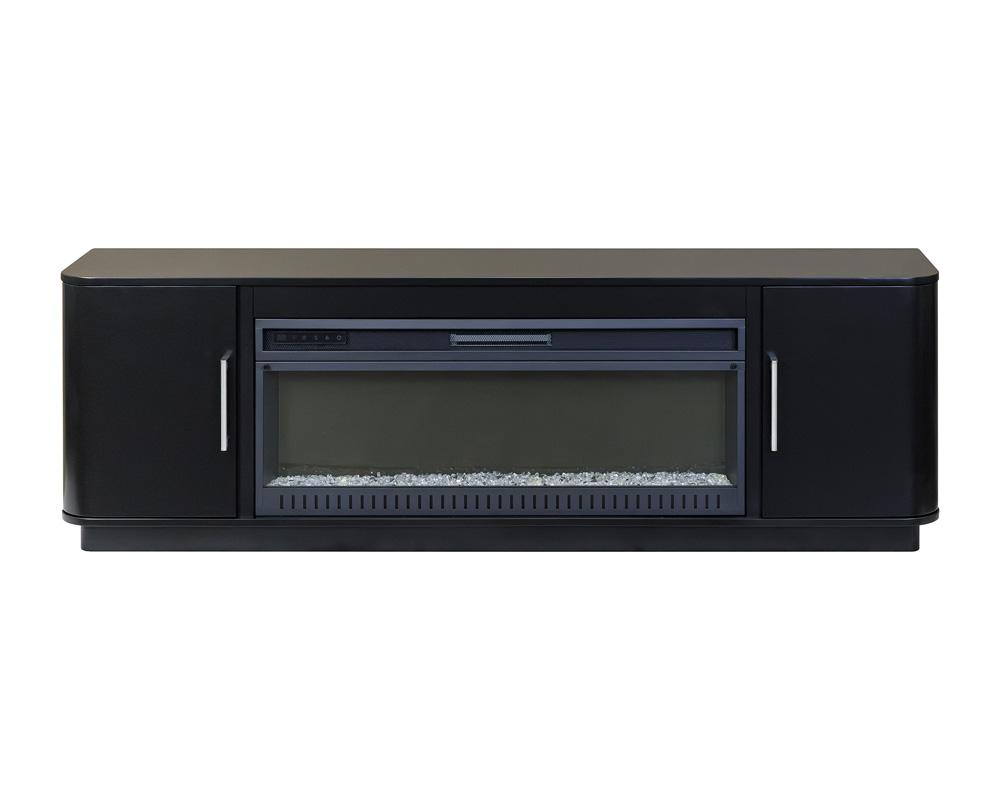 Martin Furniture - Uptown Modern 76in Fireplace Console In Black - IMUP370FPB veiw 2