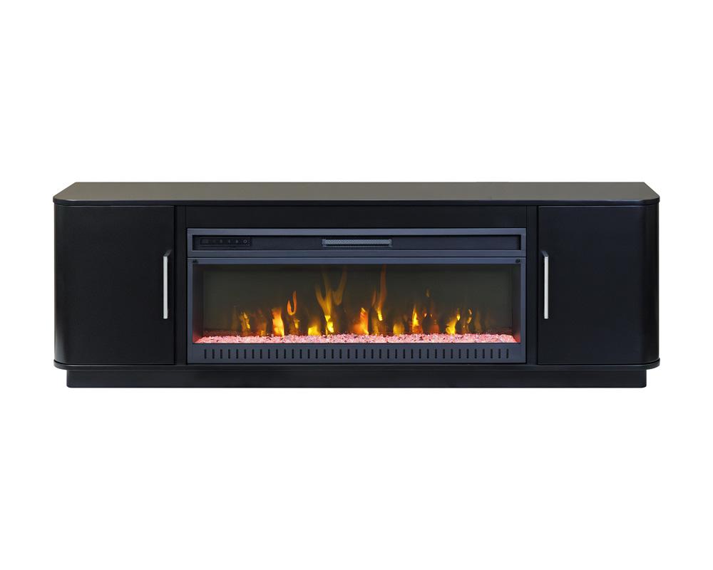 Martin Furniture - Uptown Modern 76in Fireplace Console In Black - IMUP370FPB veiw 3
