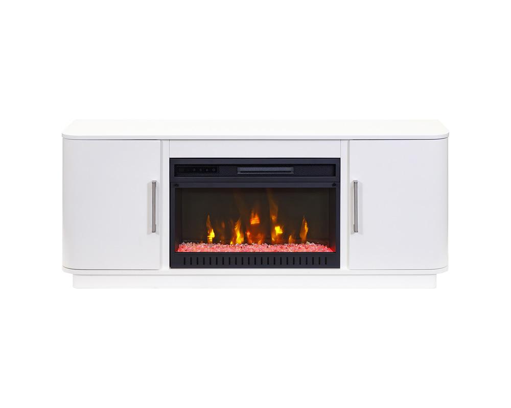 Martin Furniture - Uptown Modern 60in Fireplace Console In White - IMUP360FPW veiw 3