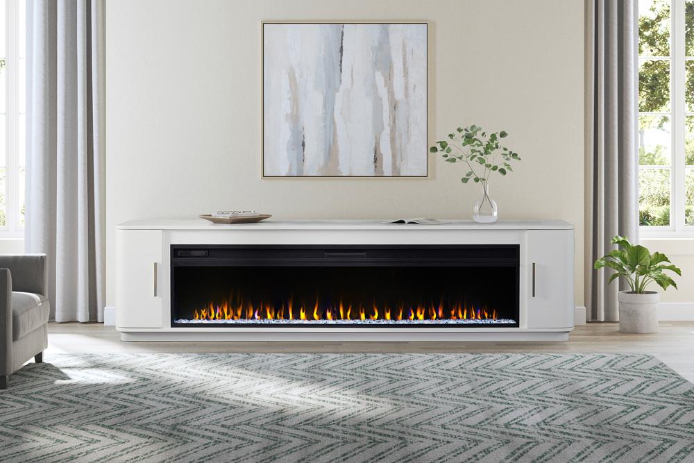 Martin Furniture - Uptown Modern 96in Fireplace Console In White - IMUP396FPW veiw 10