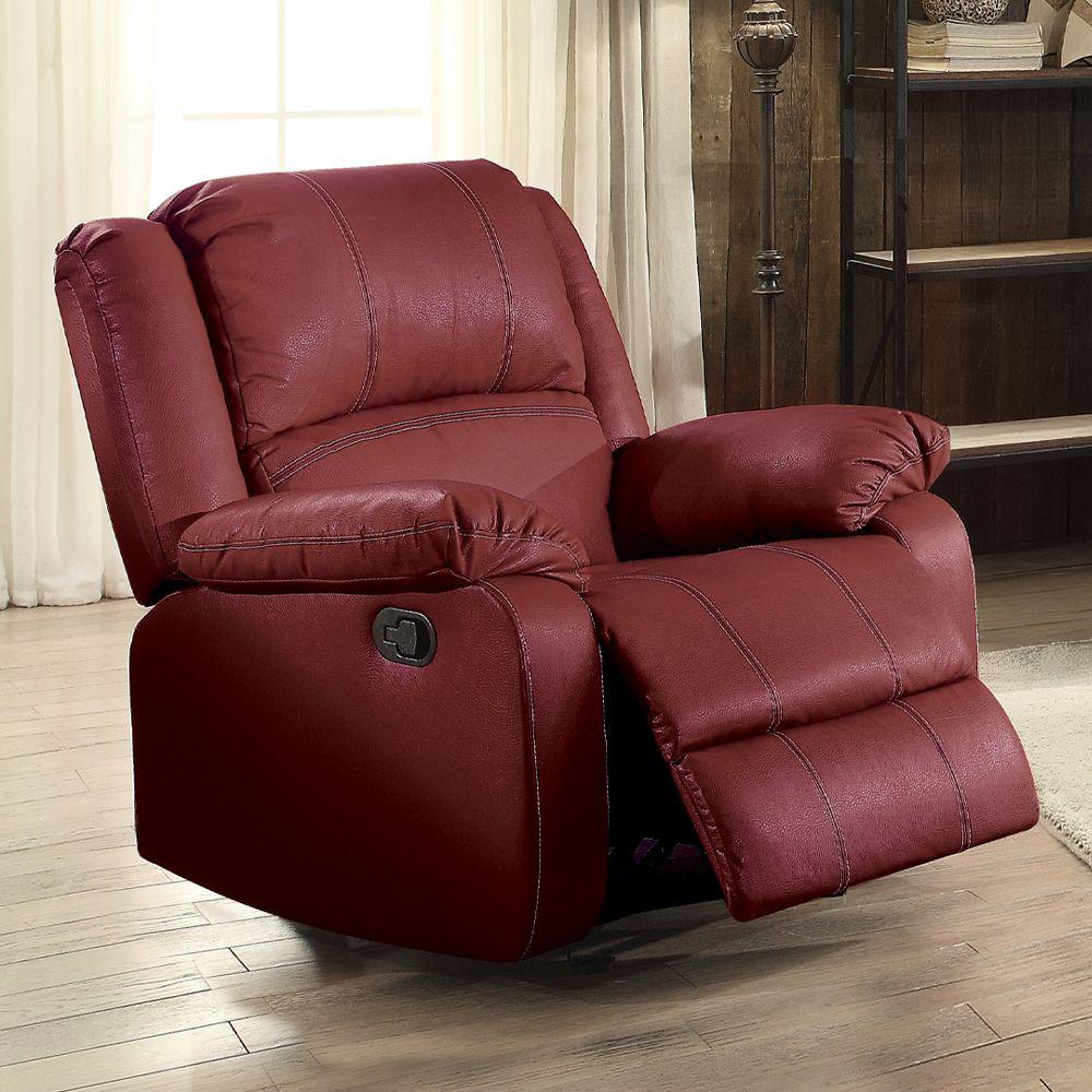 ACME Furniture - Zuriel Motion Rocker Recliner - Red Synthetic Leather - LV52152 veiw 3