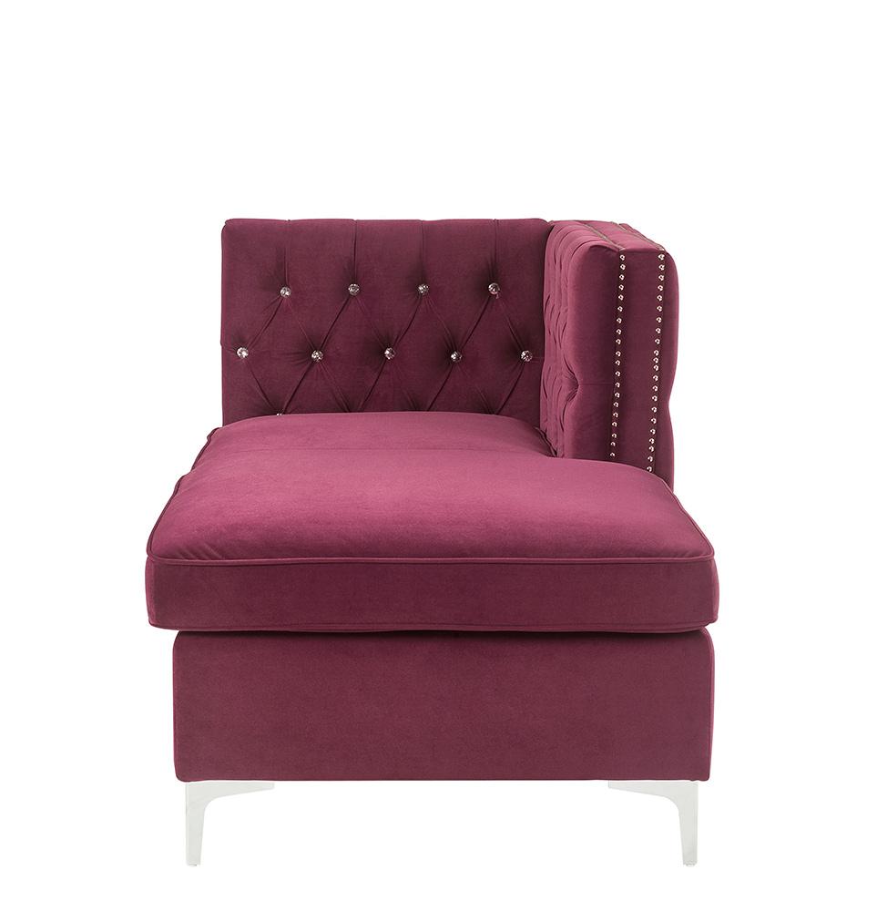 ACME Furniture - Jaszira Modular - Chaise - Burgundy Velvet - 57333 veiw 3