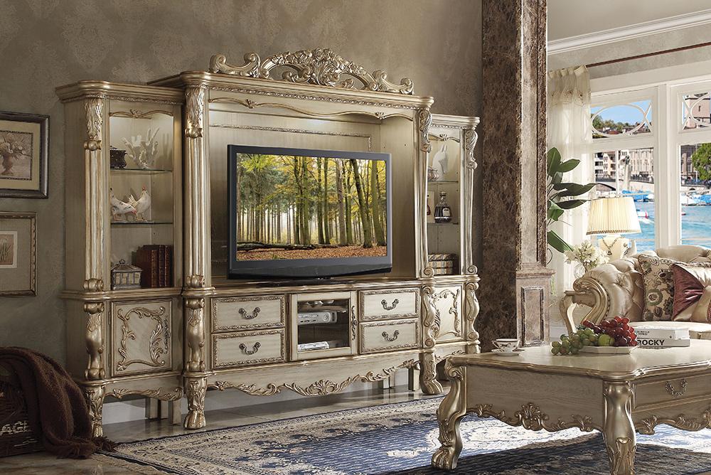 ACME Furniture - Dresden Entertainment Center - Gold Patina & Bone - 91330 veiw 2