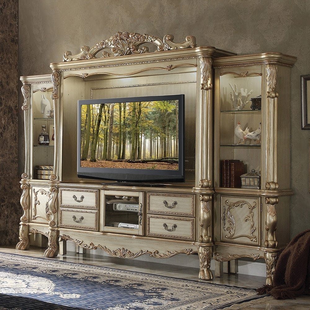 ACME Furniture - Dresden Entertainment Center - Gold Patina & Bone - 91330 view 3